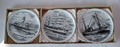 6 Piattini da collezione ceramica velieri storici 