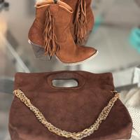 Set borsa e texani con frange