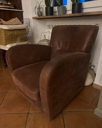 Poltroncina pelle vacchetta colore brown