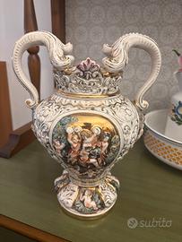 Vaso Anfora Ceramica Stile Capodimonte