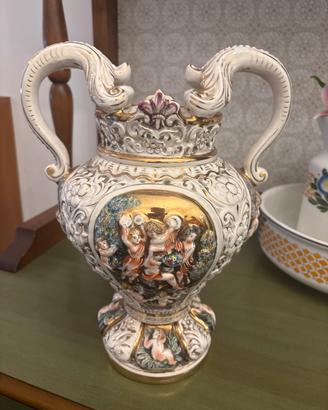 Vaso Anfora Ceramica Stile Capodimonte