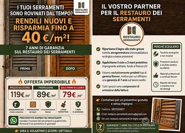Restauro serramenti in legno da 79/m2