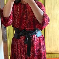 Max&co vestito rosso a fiori con cintura in pelle