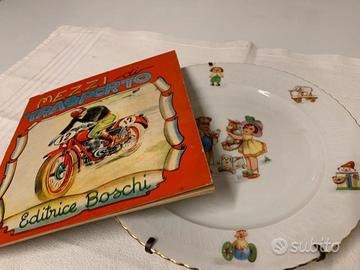 VECCHIO PIATTO E LIBRO BAMBINI ANNI 50 VINTAGE 