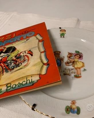 VECCHIO PIATTO E LIBRO BAMBINI ANNI 50 VINTAGE 