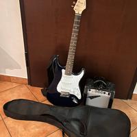 Chitarra elettrica vision nera con amplificatore