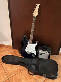 Chitarra elettrica vision nera con amplificatore