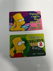 Due tessere Bart Simpson 1999 Kinder Fox