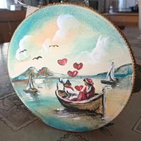 tamburella artigianale di legno 