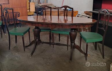 tavolo sedie mogano anni 50