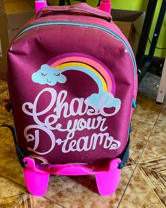 carrello con zaino per la scuola 
