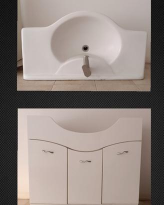 Lavabo e mobile 3 ante con miscelatore 