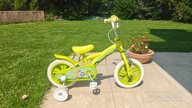 Bicicletta per bambina 12” verde fluo con rotelle