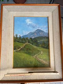 Olio su tavola G.M. Mossa "Paesaggio alpestre"