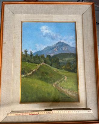 Olio su tavola G.M. Mossa "Paesaggio alpestre"
