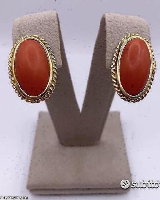 ORECCHINI ORO GIALLO 18kt. E CORALLI SARDEGNA