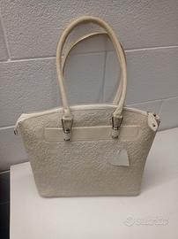 borsa fiori beige donna