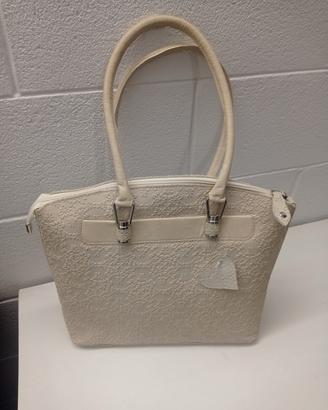borsa fiori beige donna