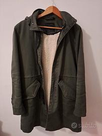 Parka Zara verde militare con interno sherpa Tg.S