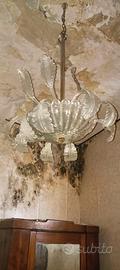 lampadario a foglie di vetro di Murano 