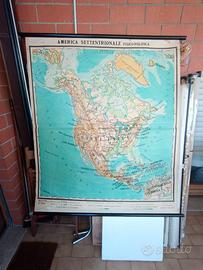 carta geografica AMERICA SETT FIS POL DEAGO 1968