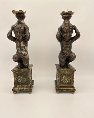 Candelieri antichi cariatidi putti candelabri