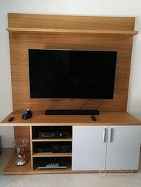 credenda con pannellatura porta tv in rovere
