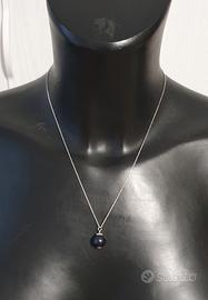 Collana in argento 925 e perla nera naturale 