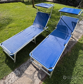 2 Lettini prendisole pieghevoli con parasole