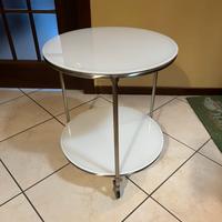 Carrello vintage Strind in vetro bianco, raro
