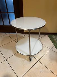 Carrello vintage Strind in vetro bianco, raro