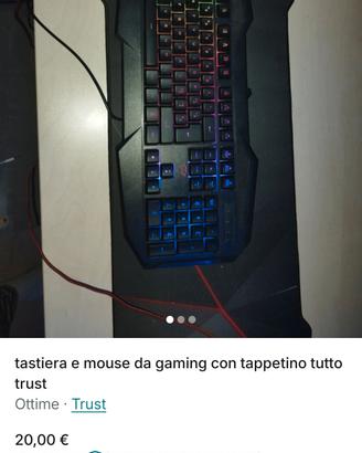 tastiera mouse e tappetino trust da gaming 
