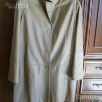 Giacca donna in vera pelle beige lunga