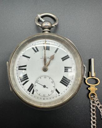 Argento 925 Orologio da Tasca cipolla con chiave