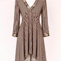 Abito donna Dixie tg M beige a righe nere, vintage