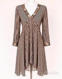 Abito donna Dixie tg M beige a righe nere, vintage