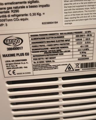 condizionatore argo 13.000 btu