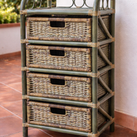 Cassettiera in bambù con 4 cassetti in vimini