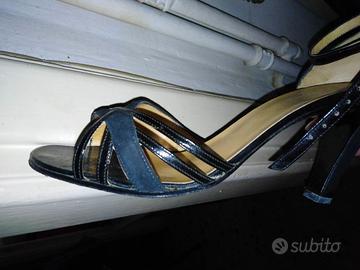 Sandali camoscio e pelle suola in cuoio vintage