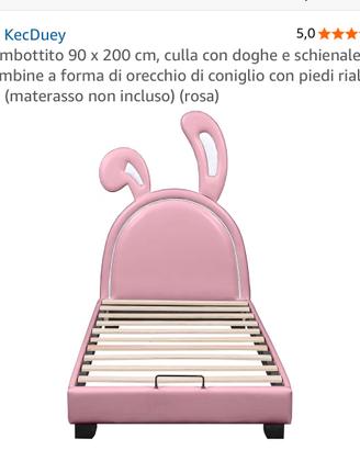 Lettino imbottito rosa orecchie coniglio