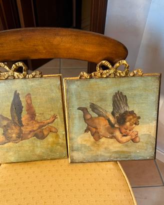 Coppia di quadri vintage-putti alati di Raffaello