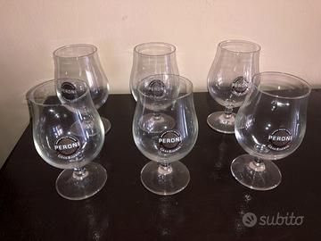 6 Bicchieri Calice Birra c/Pubblicità Peroni