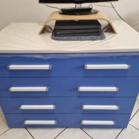 Cassettiera moderna blu 4 cassetti