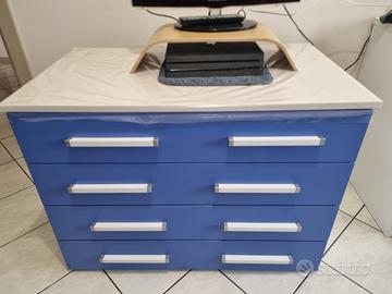 Cassettiera moderna blu 4 cassetti