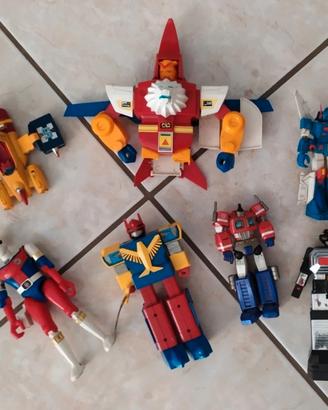 Lotto di 7 robot giocattoli vintage anni 70 80