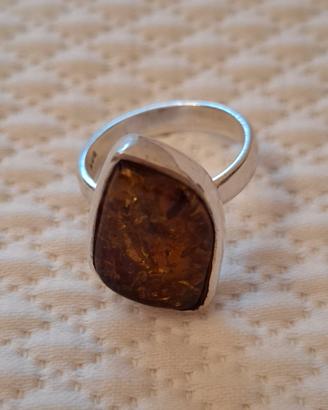 Anello Argento 925 Ambra Baltica 