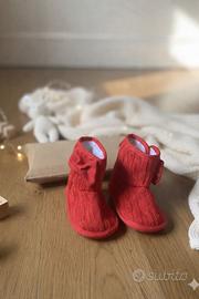 Scarpine rosse neonato con interno morbido bianco