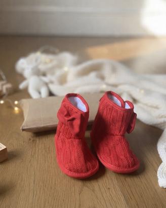 Scarpine rosse neonato con interno morbido bianco