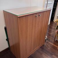 Mobiletto Legno 2 ante con piano in vetro