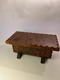 SCATOLA PORTAGIOIE SPAGNOLA IN LEGNO E CUOIO